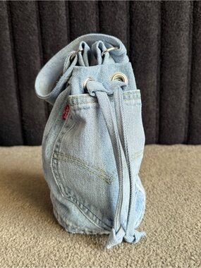 Levi's Light Blue Denim Drawstring Bucket Bag